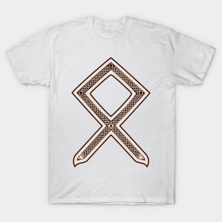 Othala, Odin's Rune (Wodan) - Bone and Burnt Wood - Viking / Norse / Saxon Futhark Rune T-Shirt